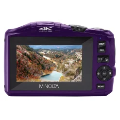 Cameras & Camcorders<MINOLTA 48 MP/4K Ultra HD Digital Camera with 16x Digital Zoom, Purple (MND50-P)