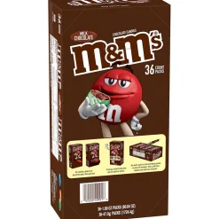 Chocolate<M&M's Milk Chocolate Pieces, 1.69 oz., 36/Box (MMM49990)