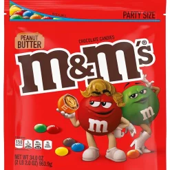 Chocolate<M&M's Party Size Peanut Butter Milk Chocolate Candy Pieces, 34 oz. (MMM55085)