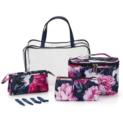 Modella Blockbuster Blue Floral PVC/Polyester 8-Piece Tote Set, Large (A28621)