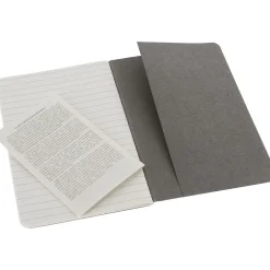 Moleskine Cahier Journal, Set of 3, Pocket, Ruled, Pebble Grey, Soft Cover, 3-1/2
