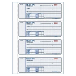 Best Money Receipt Forms, Carbonless, 3 Part, Hard Cover, 2-3/4