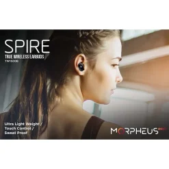 Morpheus 360 Spire Wireless Earbuds, Bluetooth, Black (TW1500B)