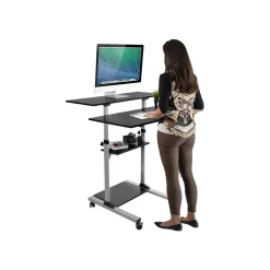 Sale 37"-55" Plastic/Steel Adjustable Desk, Black/Gray (MI-7970) Standing Desks
