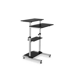 Hot 27.5" W Mobile Height Adjustable Desk, Silver, Plastic/Steel (MI-7940) Standing Desks