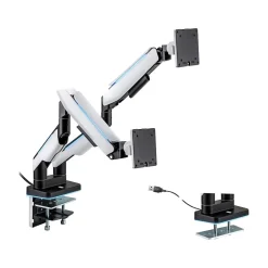 Mount-It! Adjustable Dual Monitor Arm, Up to 35" Monitor, Grayish White/Matte Black (MI-4882)* Monitor Mounts & Stands