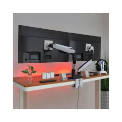Mount-It! Adjustable Dual Monitor Arm, Up to 35" Monitor, Grayish White/Matte Black (MI-4882)* Monitor Mounts & Stands