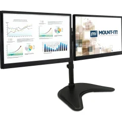 Mount-It! Adjustable Dual Monitor Freestanding Desk Stand, Up to 27", Black (MI-1781)* Monitor Mounts & Stands