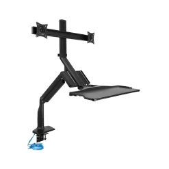 Mount-It! Adjustable Dual-Monitor Mount, Up to 27", Black (MI-7984)* Monitor Mounts & Stands