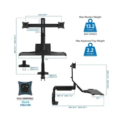 Mount-It! Adjustable Dual-Monitor Mount, Up to 27