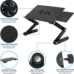 Mount-It! Adjustable Laptop Stand with Cooling Fans and Mouse Pad (MI-7211)