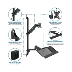 Mount-It! Adjustable Monitor Wall Mount Workstation, Up to 32", Black (MI-7991)* Monitor Mounts & Stands