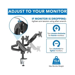 Mount-It! Adjustable Triple Monitor Mount with Gas Spring Arms, Up to 27