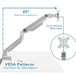 Mount-It! Dual Monitor Mount Arm with 2 USB Ports (MI-2762)* Monitor Mounts & Stands