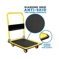 Hand Trucks & Dollies<Mount-It! Foldable Flatbed with Swivel Wheels, 330 lb. Capacity, Black/Yellow (MI-920)