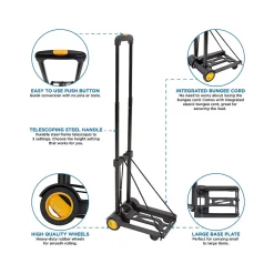 Hand Trucks & Dollies<Mount-It! Folding Luggage Cart and Dolly, 77 lb. Capacity, Black/Yellow (MI-912)