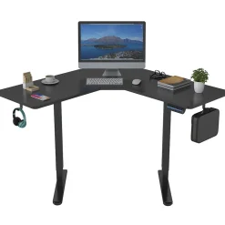 Best MI-15003 47"W L-Shaped Adjustable Particle Board Standing Desk, Black (MI-15003) Standing Desks