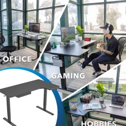 Discount MI-15002 57"W L-Shaped Adjustable Particle Board Standing Desk, Black (MI-15002) Standing Desks