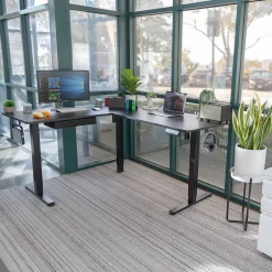 Hot MI-15001 63"W L-Shaped Adjustable Particle Board Standing Desk, (MI-15001) Standing Desks