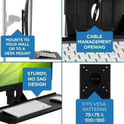 Mount-It! Monitor and Keyboard Wall Mount Bracket, Standing Workstation with Floating Keyboard, VESA Mount Required (MI-7917)* Monitor Mounts & Stands