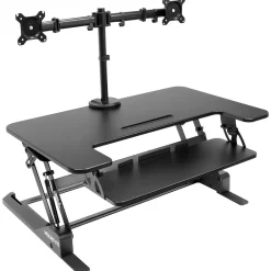 Clearance 36"W Manual Rectangular Adjustable Aluminum Standing Desk Converter, Black (MI-7934) Standing Desks