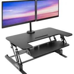 Clearance 36"W Manual Rectangular Adjustable Aluminum Standing Desk Converter, Black (MI-7934) Standing Desks