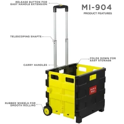 Hand Trucks & Dollies<Mount-It! Rolling Utility Cart, Folding and Collapsible, 55 lbs., Black/Yellow (MI-904)