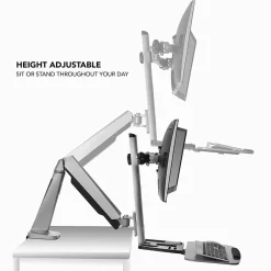 Hot Sit Stand Desk Mount Workstation, Dual Monitor Standing Desk Converter, Full Motion Arm, Height Adjustable (MI-7904) Standing Desks