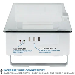 Mount-It! Tempered Glass Height Adjustable Monitor Riser With 3 USB Ports, Up to 32