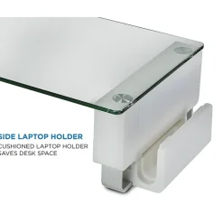 Mount-It! Tempered Glass Height Adjustable Monitor Riser With 3 USB Ports, Up to 32