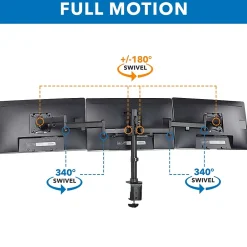 Mount-It! Triple Monitor Mount 3-Screen Desk Stand, Holds Up to 66 lbs., Black (MI-1753)* Monitor Mounts & Stands