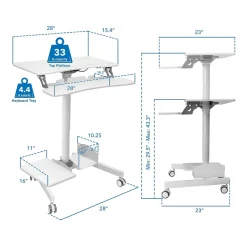 Online 28"W Adjustable Steel Standing Desk, White (MI-7979W) Standing Desks