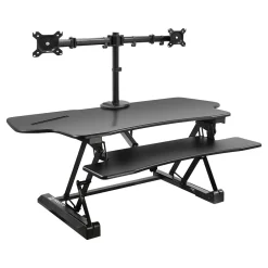 Outlet 47"W Electric Adjustable Standing Desk Converter with Dual Monitor Mount and USB Charging Port, Black (MI-8054) Standing Desks