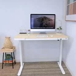 Discount 47"W Electric Adjustable Standing Desk, Maple/White (MI-15004) Standing Desks