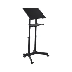Clearance 24"W Portable Lectern Adjustable Aluminum Standing Podium, Black (MI-7971) Standing Desks