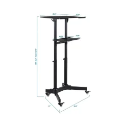 Clearance 24"W Portable Lectern Adjustable Aluminum Standing Podium, Black (MI-7971) Standing Desks