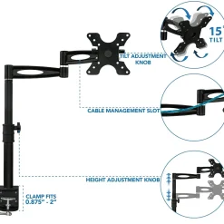 Mount-It! Mount-lt! Adjustable Monitor Arm, Up to 30", Black (MI-705)* Monitor Mounts & Stands