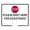 Social Distance Signage<National Marker Cone Top, "Please Wait Here for Assistance," 10.38" x 12.63", White (CS31)