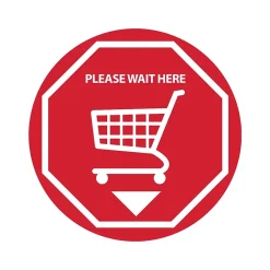 Social Distance Signage<National Marker Projector Lens, "Please Wait Here," 2.5" x 2.5", Red/White (VSPL5)