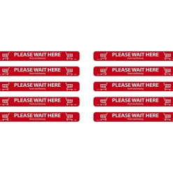 Social Distance Signage<National Marker TexWalk® Floor Decal, "Please Wait Here," 2.25" x 20", Red/White, 10 (WFS80TX10)