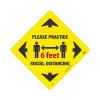 Social Distance Signage<National Marker Walk-On™ Floor Decal, "Please Practice Social Distancing," 12" x 12", Yellow (WFS71)