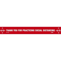 Social Distance Signage<National Marker Walk-On™ Floor Decal, "Thank You for Practicing Social Distancing," 2.25" x 20", Red/White, 10 (WFS78RD10)
