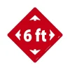 Social Distance Signage<National Marker Walk-On™ Floor Decal, "6 Ft," 12" x 12", Red (WFS79RD)