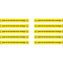 Social Distance Signage<National Marker Walk-On™ Floor Decal, "Thank You for Practicing Social Distancing," 2.25" x 20", Yellow/Black, 10 (WFS78YL10)