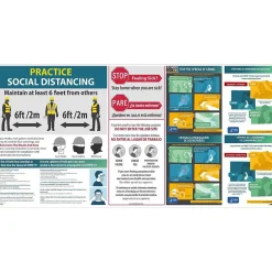 Social Distance Signage<National Marker Wall Sign, "Practice Social Distancing," Aluminum, 2' x 4', Multicolor (M6524ACP)