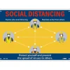 Social Distance Signage<National Marker Wall Sign, "Social Distancing," Aluminum, 10" x 14", Yellow/Blue (M617AB)