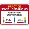 Social Distance Signage<National Marker Wall Sign, "Practice Social Distancing," Plastic, 10" x 14", Red/White/Yellow (M620RB)