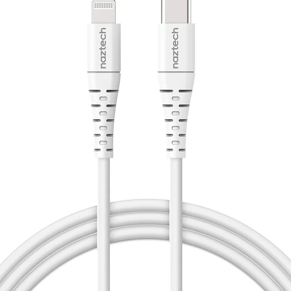 Power Cables<Naztech 14138 4 ft. Fast Charge MFi Lightning to USB-C Cable, White
