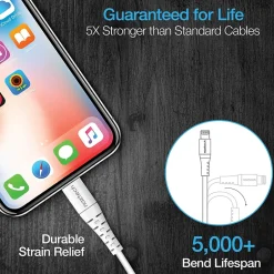 Power Cables<Naztech 14138 4 ft. Fast Charge MFi Lightning to USB-C Cable, White