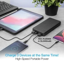 Lightning Cables<Naztech 20,000 mAh 18 Watt PD+QC Fast Charge High-Capacity Fabric Power Bank, Black (15143)